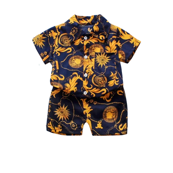 1-6 Year Baby Boys Floral Printed Clothes Set Summer Girl Short Sleeve Children's Shirt Top+Pants 2Pcs Kids Holiday Beach Outfit 3