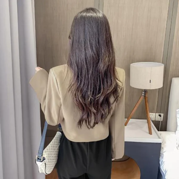 Cropped Blazers for Women 2024 New Korean Fashion Long Sleeve Button Up Suit Jacket Woman Elegant All Match Office Blazer Female 4