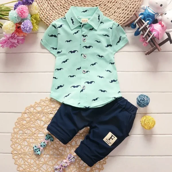 Summer New Cute Boy Suit Children's Printed Short-Sleeved Printed Shirt + shorts Suit Children's Cotton Cute Baby Clothes 2