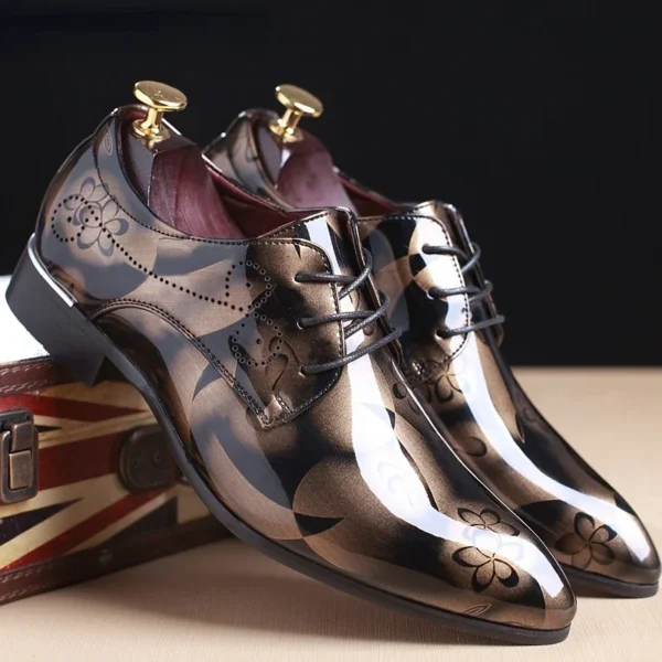 Office Floral Pattern Men Formal Leather Luxury Fashion Groom Wedding Oxford Formal Shoes Men Erkek Deri Ayakkabı Modelleri 4