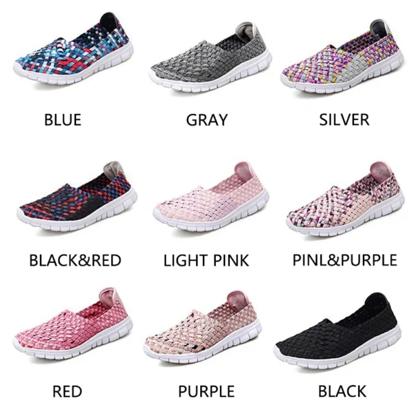 MARSON Women's Flats Female Casual Shoes Woman Sneakers Ladies Jogging Shoe Weave Breathable Walking Plus Size 35-42 Nine Colors 6