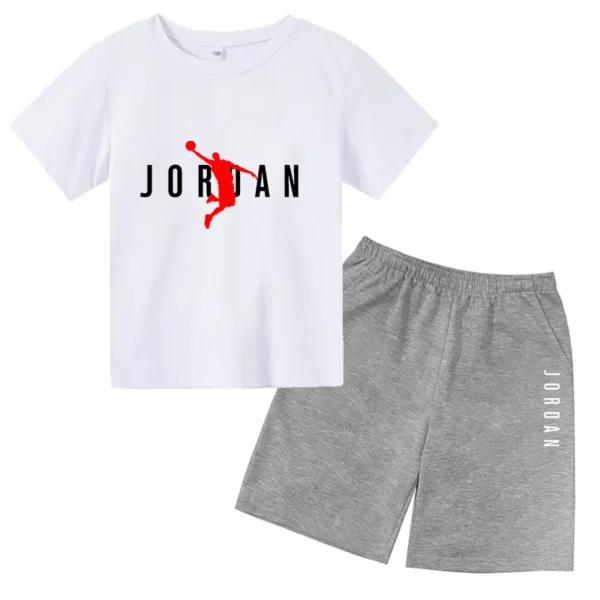 Basketball star Printing Children's T-shirt Tops +Shorts Fashion Leisure Clothing Toddler 3-12 Year Boys Girls Round neck Set 3