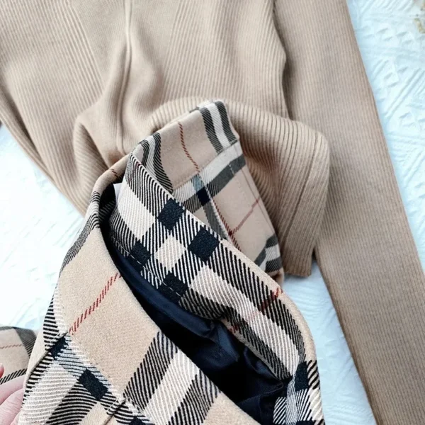 Plaid Stripes Skirt Women Korean High Waist Khaki All-Match Mini Skirt Sweet Girl Student Style Jk Uniform Pleated Skirt New 5