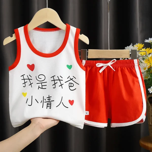 Children's Tracksuit Summer Kids Clothes Boys Sleeveless Tops + Shorts Suit Fashion Boys Vest 2 Piece Set 1-6 Year Old 5