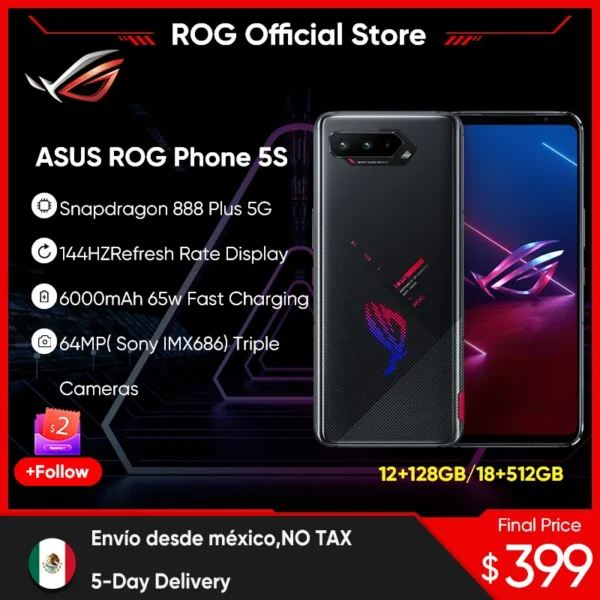 ASUS ROG 5S 5 S smartphone 5G Snapdragon 888 Plus 6.78'' 144Hz AMOLED display 6000mAh 65W Fast charge ROG 5S Gaming Global Rom 1