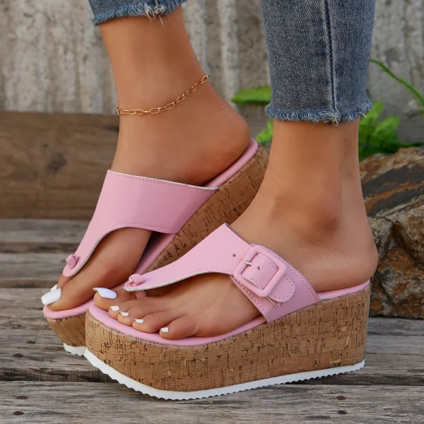 Women's Slippers Summer Flip Flops Female Wedge Platform Sandals Ladies Non-slip Thick Bottom Casual Black Pink Large Size Shoes 1