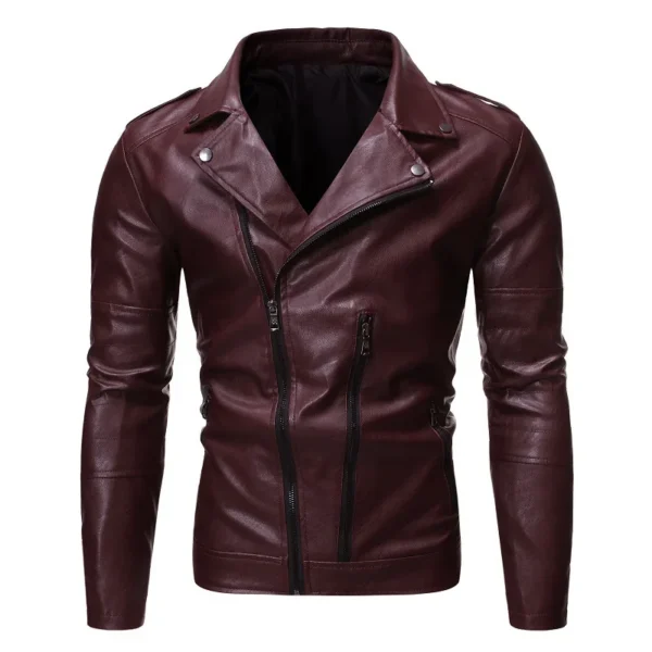 Stylish Lapel Casual Leather Jacket For Men Youth Motorcycle Jacket Korean Trend Pu Leather Vest Autumn/winter Wear Wholesale 1