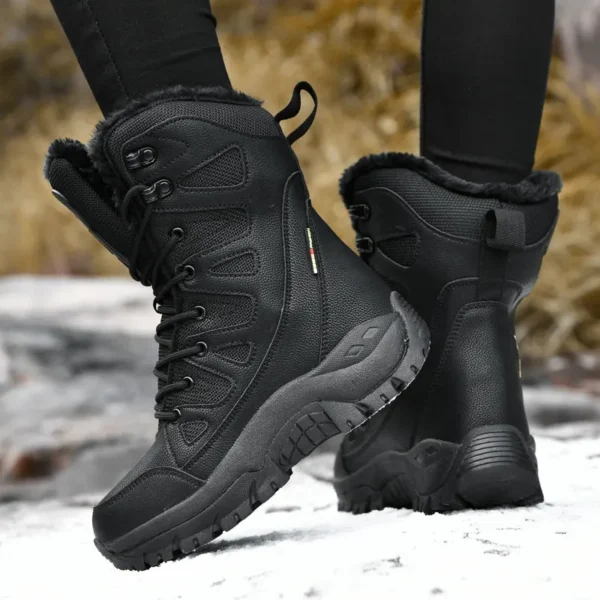 Moipheng Winter Boots Women Super Warm Plus Size 36-46 Mid-Calf Motorcycle Boots Warm Plush Platform Shoes Zapatos Para Mujer 4