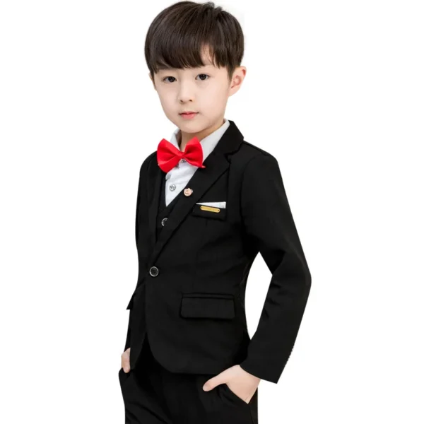 2019 Spring Flower Boys Formal Blazer Clothing Set Kids Jacket Vest Pants 3Pcs Wedding Tuxedo Suit Children Birthday Costume 4