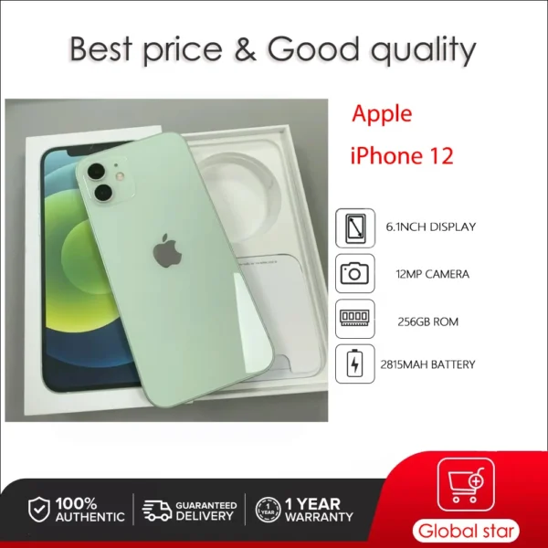 Original Apple iPhone 12 5G Face ID Unlocked Used IOS A14 6.1" 64/128/256GB ROM Hexa-core 2815mAh Cellphone 12MP Smartphone 1