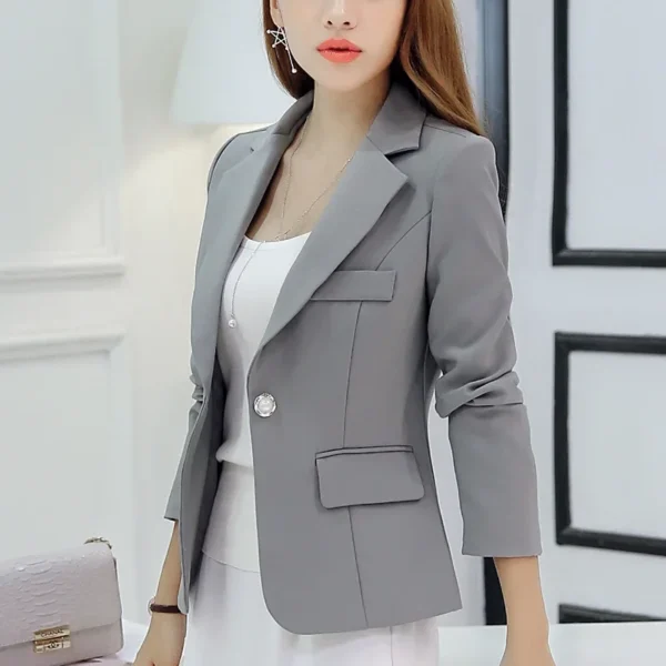 Black Women Blazer 2023 Formal Slim Blazers Lady Office Work Suit Pockets Jackets Coat Female Wine Notched Blazer Jackets Femme 6