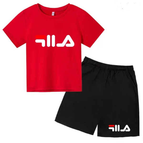 Kids Summer Causal Letter Print Soft Round Neck T-shirts+Pants 2pcs Sporty Suits 2-13 Years Boys Girls Outfits Children Clothes 3