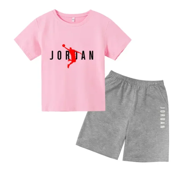 Basketball star Printing Children's T-shirt Tops +Shorts Fashion Leisure Clothing Toddler 3-12 Year Boys Girls Round neck Set 4