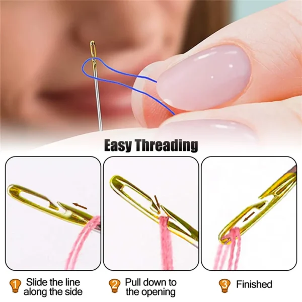 12/36PCS Sewing Needles Multi-size Side Opening Stainless Steel Darning Sewing Household Hand Tools 4