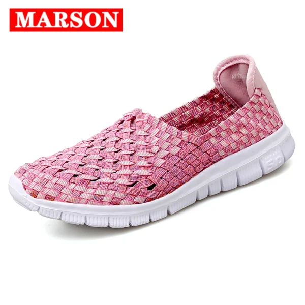 MARSON Women's Flats Female Casual Shoes Woman Sneakers Ladies Jogging Shoe Weave Breathable Walking Plus Size 35-42 Nine Colors 1