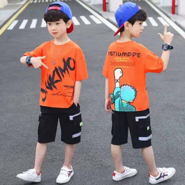 Boys Teen 6 8 9 10 12 Year Clothing Sets Summer Casual Outfit T-shirt + Pants Boys Clothes Children Clothing Suit Kids Tracksuit 5