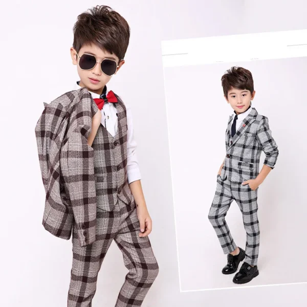 2019 Spring Flower Boys Formal Blazer Clothing Set Kids Jacket Vest Pants 3Pcs Wedding Tuxedo Suit Children Birthday Costume 2