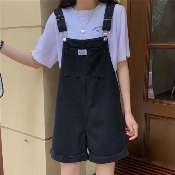 HI-FASHION Summer Vintage Purple Jean Jumpsuit Women Cotton Wide Legs Bib Female Overalls Woman Personality Denim Rompers 3