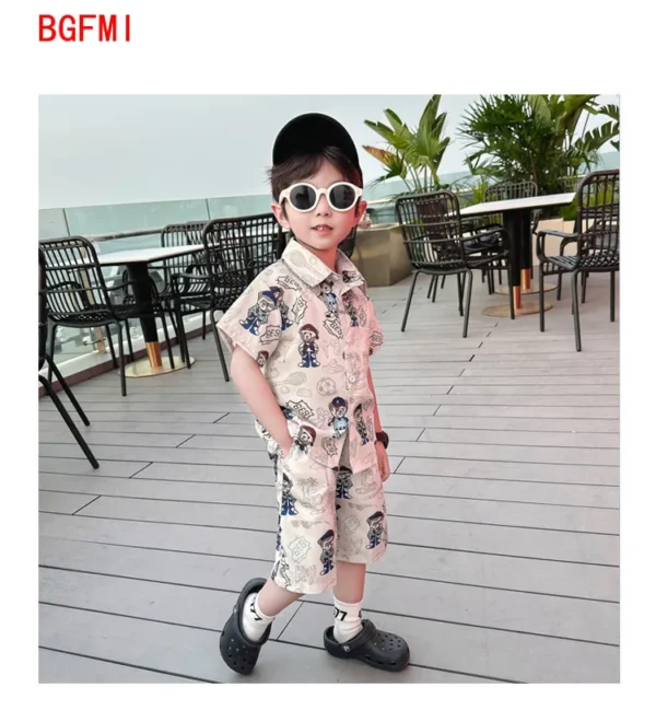 Summer Kids Clothes Boy Cotton Beer Pattern Blouse Shirt + Short 2pcs Set Outfits Boy Party Birthday Handsome Clothing 2-10 Yrs 3