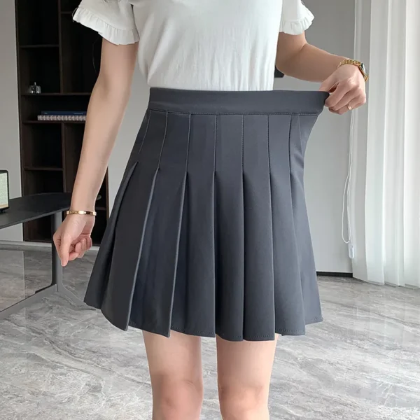 Rimocy Korean Elastic High Waist Pleated Skirt Woman Black Gray Short A-Line Skirts for Women 2023 Summer Jk Uniform Mini Skirt 1