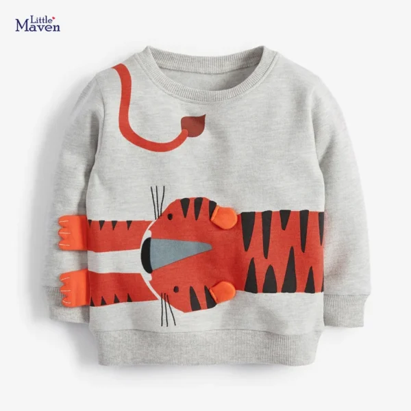 Little maven Baby Boys Clothes Autumn Cotton Tiger Pattern Sweatshirt New Fashion and Comfort Sport wear for Kids 2 to 7 years 1