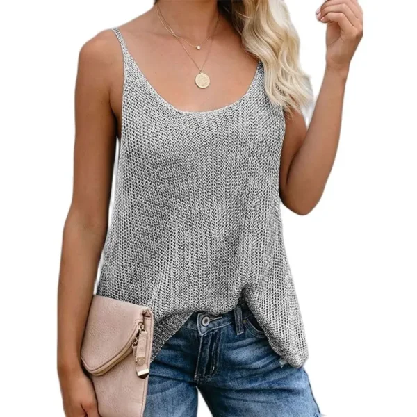 Sexy Knitted Tops for Women Loose Camis Patchwork Streetwear Women Cothing Fashion Tops Sleeveless T Shirt Summer Beachwear Vest 4