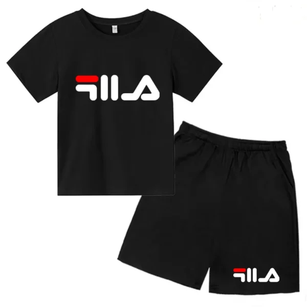 Kids Summer Causal Letter Print Soft Round Neck T-shirts+Pants 2pcs Sporty Suits 2-13 Years Boys Girls Outfits Children Clothes 1