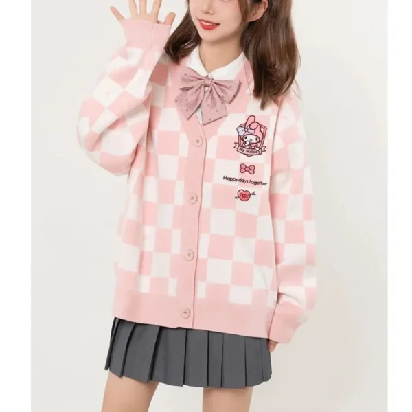 Sanrio Y2k Cinnamoroll Kawaii Cardigan Women Kuromi Melody Korean Fashion Sweater Female Preppy Style Long Knit Top Clothes 2023 2