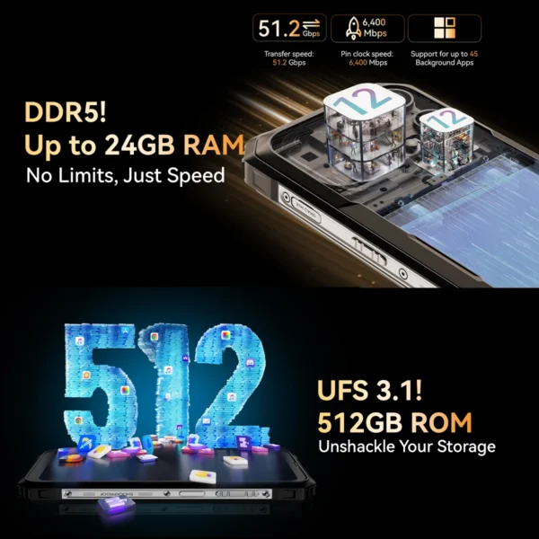 [World Premiere] Blackview BL8000 5G Rugged Smartphone 6.78" 2.4K FHD+ 120Hz Display 24GB 512GB Mobile Phone 50MP 8800mAh 33W 4