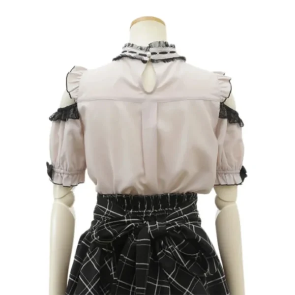 Gothic Lolita Blouses Women Sweet Bow Off Shoulder JK Shirt Japanese Girls Elegant Love Heart Lace Ruffles Blusas Mujer Tops 2