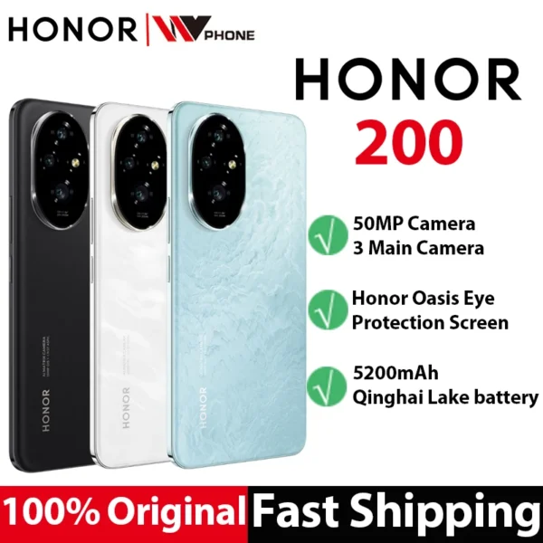 HONOR 200 5G Smartphone 6.7'' Snapdragon 7 Gen3 50MP Triple Cameras 100W SuperCharge Mobile Phone 5200mAh MagicOS 8.0 1