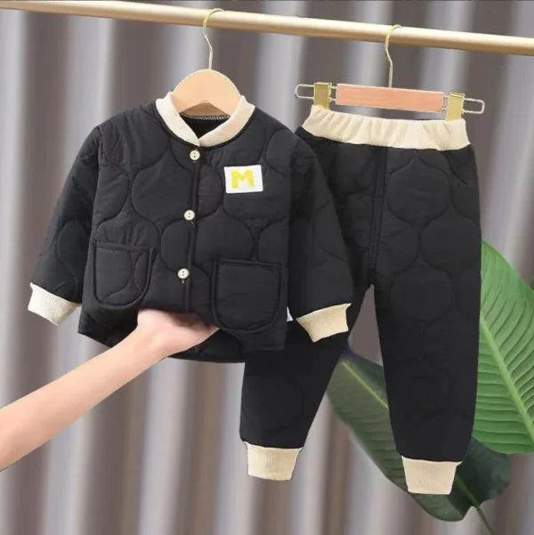 Winter Autumn Baby Boys Clothes Full Sleeve Solid Pants 2pcs/set Cotton Suits Children Clothing Tracksuits 1