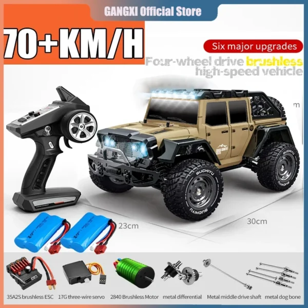 2.4G 1/16 70KN/H or 50N/H 4WD Rc Cars LED Headlights Off Road 4x4 High Speed Brushless Motor Monster Truck Kids Toys Gift Boys 1