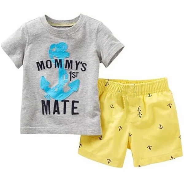 Yellow Dino Boy Clothes Set ROAR Children T-Shirt Plaid Pant Suit Kids Outfit 100% Cotton Tops Panties 2 3 4 5 6 7 Year Clothing 4