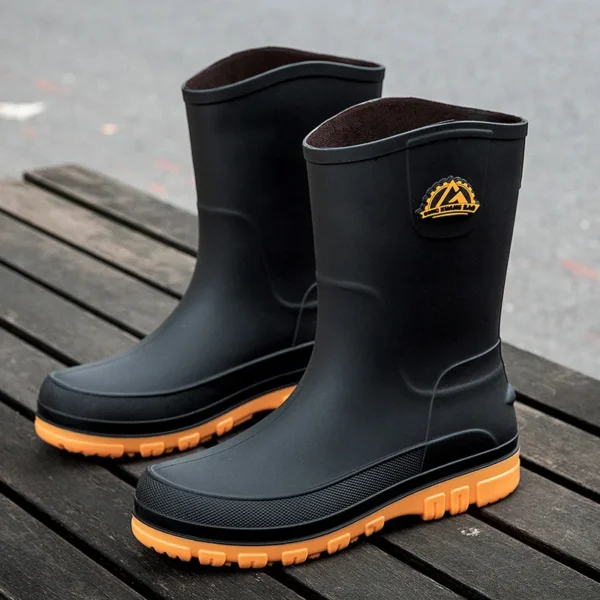 Men's Work Safety Shoes Men's Rain Boots Non-slip Water Shoes Mid-calf Boots Waterproof Rubber Shoes Fishing Shoe 3