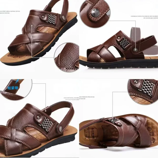 Men Sandals  Male Leather Sandals Classic Men Slippers Beach Shoes for Men Comfortable Walking Roman Sandalias Big Size 48 5