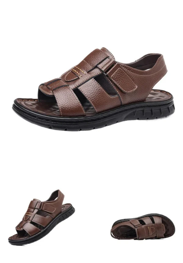 Men's Sandals Summer Outdoor Beach Shoes for Men Fashionable Leather Dad Sandals 2024 Breathable and Comfortable Male Sandals 6