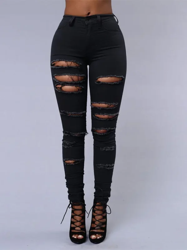 Hot sale ripped jeans for women sexy skinny denim jeans fashion street casual pencil pants female spring and summer clothing 4