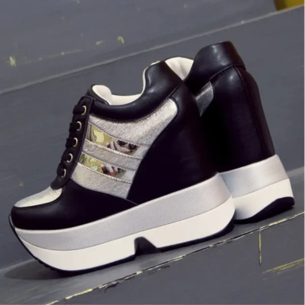 2022 Autumn Women High Platform Shoes Height Increasing Casual Shoes 12 CM Thick Sole Trainers Breathable Shoes Women Sneakers 4