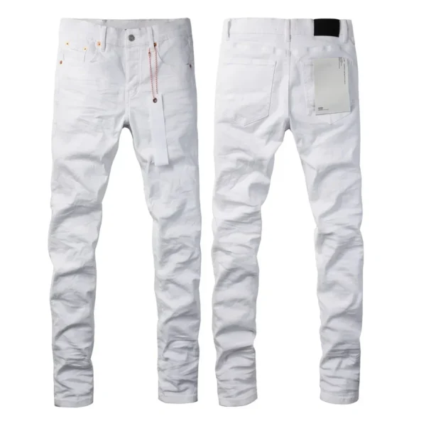 Top quality Purple ROCA Brand Jeans top Street white jeans Fashion top quality Repair Low Raise Skinny Denim pants 2