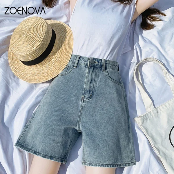 ZOENOVA Harajuku Street Simple Loose Women Jeans 2024 Spring Summer Fashion New Versatile High Waist Knee Length Wide Leg Pants 4