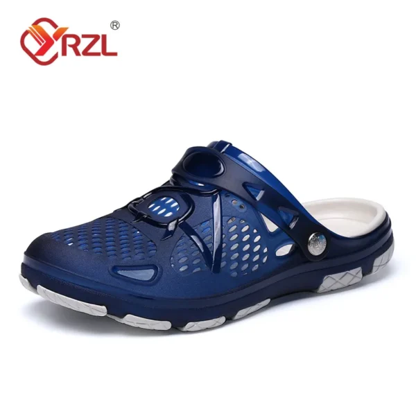 YRZL Men Shoes Beach Slippers Outdoor Hollow Out Casual Beach Sandals Comfortable Clogs Non-slide Male Water Shoes Mens Slippers 3