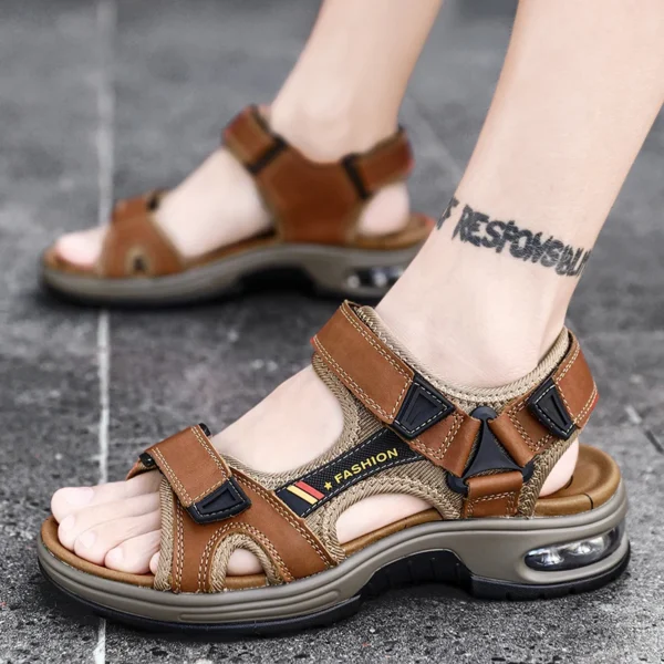 Brand Summer Men's Sandals Genuine Leather Men Slippers Gladiator Men Beach Sandals Soft Comfortable Outdoors Wading Shoes 38-48 5