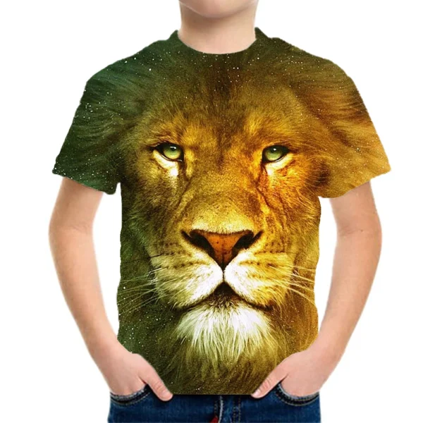 Boy Clothes 8 To 10 Years 3d Tiger Printed Tshirt Short Sleeve Summer Wholesale Children Tops 2023 Kids T-Shirts For Girls Tees 5