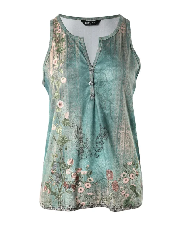 Floral Print Sleeveless Casual Tank Top 3