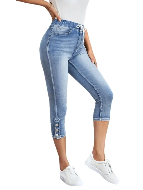 2023 Summer Women's Calf-Length Jeans Fashion Skinny High Stretch Elastic Waist Denim Pencil Pants Casual Slim Jeans S-2XL 6