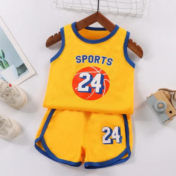 Summer Children's Clothing Sets Cotton Casual Baby Boys Girls Sleeveless T-shirts+shorts 2-piece Suit For 1 2 3 4 5 6 Years Old 3