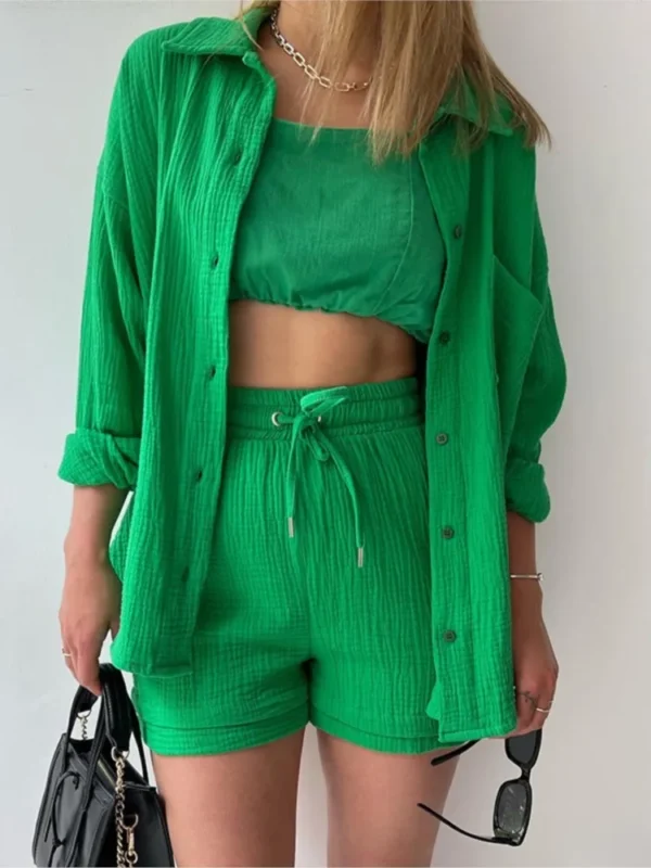 Women's Two-piece Set, Paired With Short Clothing, Casual, Retro, Street Style 6