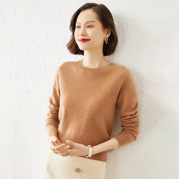 High Quality Pure Colors Spring Autumn Winter European Style Women Fashion Pullovers Knitted Cashmere Wool Sweater Lady Big Size 4