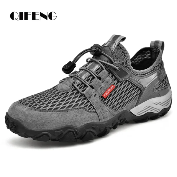 Men Soft Casual Shoes Summer Breathable Mesh Sneakers Light Black Hike Footwear Walking Shoes Outdoor Sport Shoes Male Gym Shoes 1